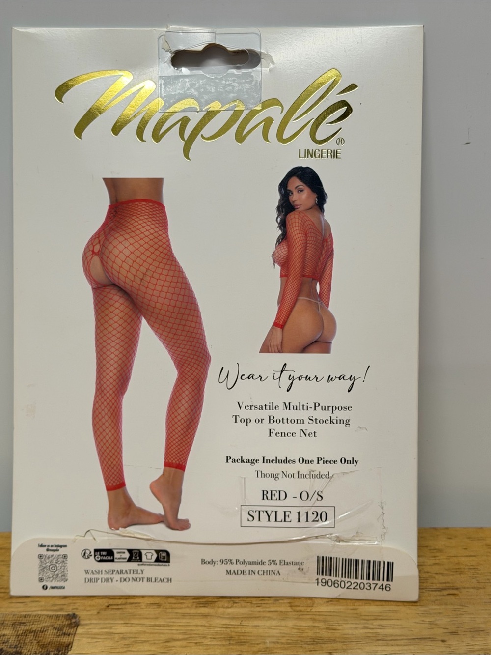 Red Fishnet Multi-Purpose Top or Bottom - Picture 2 of 2